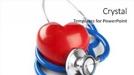  Presentation with cardiology concept - Colorful slide set enhanced with preventing burn - stethoscope and red plastic heart backdrop and a white colored foreground