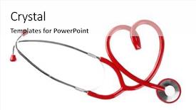  Presentation with cardiology concept - Audience pleasing slide deck consisting of preventing burn - stethoscope in shape of heart backdrop and a white colored foreground
