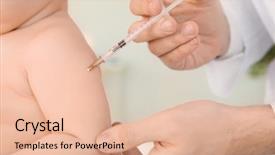  Presentation with baby doctor - Colorful PPT theme enhanced with preventing infection - doctor vaccinating little baby closeup backdrop and a lemonade colored foreground