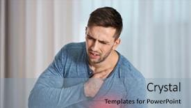  Presentation with heart attack - Beautiful slide deck featuring prevention cardiovascular disease - heart attack concept man suffering backdrop and a light blue colored foreground