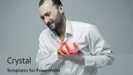  Presentation with heart attack - Colorful slide set enhanced with prevention cardiovascular disease - heart attack concept man suffering backdrop and a  colored foreground