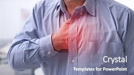 Presentation with heart attack - Cool new theme with prevention cardiovascular disease - heart attack concept senior man backdrop and a  colored foreground