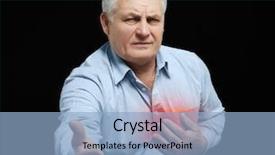  Presentation with heart attack - Slide deck with prevention cardiovascular disease - heart attack concept senior man background and a light blue colored foreground