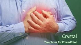  Presentation with heart attack - PPT theme featuring prevention cardiovascular disease - heart attack concept senior man background and a  colored foreground