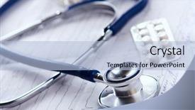  Presentation with pils medical - Slide deck with prevention drugs - medical stethoscope lying on cardiogram background and a light blue colored foreground