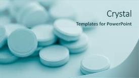 Presentation with capsules pills pill doctor prescription - PPT layouts having prevention green chemistry - macro of pills background and a sky blue colored foreground