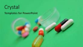  Presentation with capsules pills pill doctor prescription - Presentation design having prevention green chemistry - pills closeup background and a seafoam green colored foreground