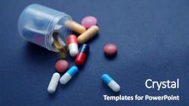  Presentation with pills - Presentation design having prevention green chemistry - pills closeup background and a ocean colored foreground