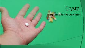  Presentation with green chemistry - Beautiful PPT theme featuring prevention green chemistry - pills in hand backdrop and a ocean colored foreground