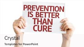  Presentation with cure - Slide deck featuring prevention is better than cure background and a sky blue colored foreground