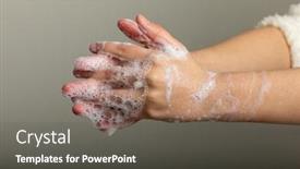  Presentation with infection prevention - PPT layouts consisting of prevention-of-influenza-washing-hands background and a dark gray colored foreground