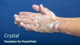  Presentation with infection prevention - Beautiful slides featuring prevention-of-influenza-washing-hands backdrop and a ocean colored foreground