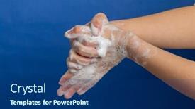  Presentation with disease infection - Audience pleasing theme consisting of prevention-of-influenza-washing-hands backdrop and a ocean colored foreground