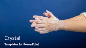  Presentation with infection prevention - Cool new slides with prevention-of-influenza-washing-hands backdrop and a navy blue colored foreground