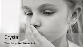  Presentation with children abuse - PPT theme enhanced with prevention victimization - little sad girl crying abuse background and a light gray colored foreground