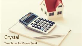  Presentation with house building - Presentation theme having price - building mortgage real estate background and a lemonade colored foreground