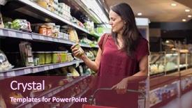  Presentation with grocery store - Cool new theme with price - young woman shopping in grocery backdrop and a tawny brown colored foreground