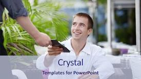  Presentation with price - Slides enhanced with price in a restaurant background and a sky blue colored foreground