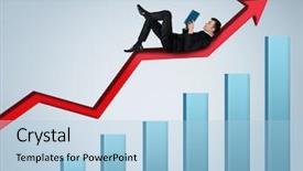  Presentation with monthly report sales in statistics - Cool new theme with price increase - red arrow report growth statistics backdrop and a light blue colored foreground