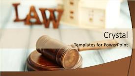  Presentation with gavel - Presentation theme having law bidding home - gavel and miniature house background and a lemonade colored foreground