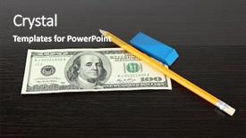  Presentation with dollar - PPT layouts featuring fake dollar on wooden background background and a dark gray colored foreground