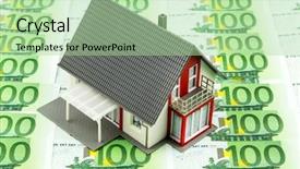  Presentation with financing - Cool new theme with possess land - residential house on banknotes symbolic backdrop and a mint green colored foreground