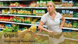  Presentation with supermarket - Audience pleasing presentation theme consisting of impuestos locales - woman when buying groceries backdrop and a gold colored foreground