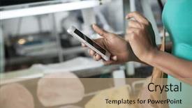  Presentation with cell phone towers - Audience pleasing theme consisting of price list - woman using cell phone backdrop and a coral colored foreground