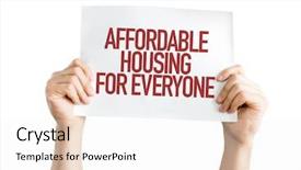  Presentation with everyone - Slide deck enhanced with price right - affordable housing for everyone placard background and a sky blue colored foreground
