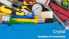  Presentation with construction tools - Cool new presentation theme with price right - set of tools in construction backdrop and a teal colored foreground