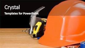  Presentation with wood tools - Amazing PPT layouts having price right - tools and helmet isolated backdrop and a wine colored foreground