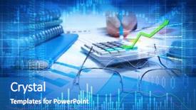  Presentation with calculator - Slide deck with price rise - investor man hands with calculator background and a teal colored foreground