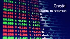  Presentation with data - Presentation design enhanced with price rise - monitor with stock data closeup background and a navy blue colored foreground