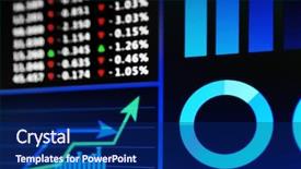  Presentation with data - Beautiful presentation theme featuring price rise - monitor with stock data closeup backdrop and a navy blue colored foreground