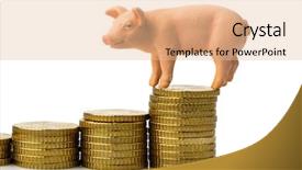  Presentation with pig - Audience pleasing PPT theme consisting of price rise - pig standing on a pile backdrop and a lemonade colored foreground
