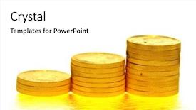  Presentation with gold - Presentation theme featuring price rise - rising stack of gold coins background and a white colored foreground