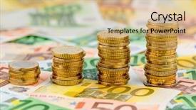  Presentation with stack - Beautiful slide deck featuring price rise - stack coins rising curve symbol backdrop and a coral colored foreground