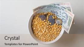  Presentation with basic - Beautiful theme featuring price rise in basic food backdrop and a coral colored foreground