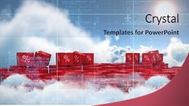  Presentation with data - Theme consisting of price tage - blue data against idyllic view background and a  colored foreground