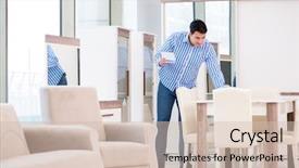  Presentation with online shopping store - Cool new PPT layouts with price tage - young man shopping in furniture backdrop and a soft green colored foreground