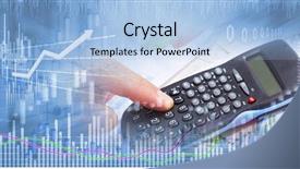  Presentation with volatility - Slides enhanced with price volatility - investor hand with calculator background and a light blue colored foreground