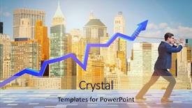  Presentation with labor economy - Cool new presentation theme with price war - businessman supporting increase in economy backdrop and a yellow colored foreground