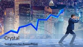  Presentation with urban economy development - PPT layouts having price war - businessman supporting increase in economy background and a light blue colored foreground