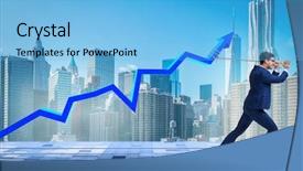  Presentation with economy - Audience pleasing theme consisting of price war - businessman supporting increase in economy backdrop and a light blue colored foreground