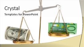  Presentation with euro - Theme featuring price war - euro banknotes and dollar background and a white colored foreground