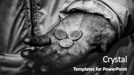  Presentation with beggar - Theme with priceless - dirty hands of a beggar background and a dark gray colored foreground