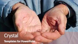  Presentation with beggar - Audience pleasing presentation theme consisting of priceless - hands of a beggar backdrop and a coral colored foreground