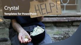  Presentation with beggar - PPT theme having priceless - homeless beggar money background and a coral colored foreground