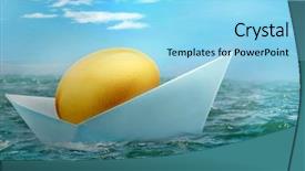  Presentation with floating - Slides consisting of priceless - origami paper boat floating background and a arctic colored foreground