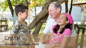  Presentation with time - Colorful PPT theme enhanced with priceless - senior gentleman spending wonderful time backdrop and a coral colored foreground